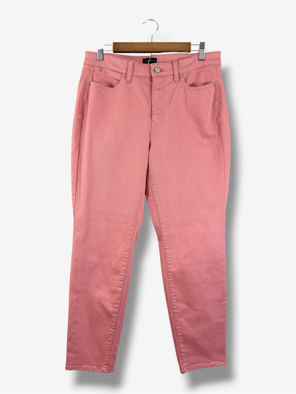 Talbots Slim Ankle Jeans Size 8 Curvy Fit Coral Pink Stretch Denim Casual Preppy